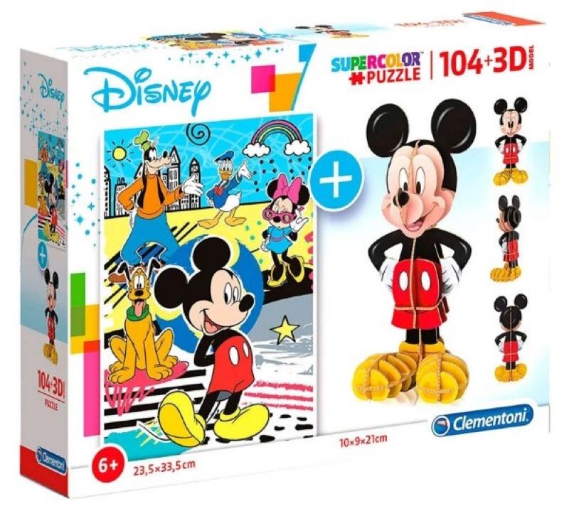 Puzzel Mickey Mouse 104 pcs + 3D model